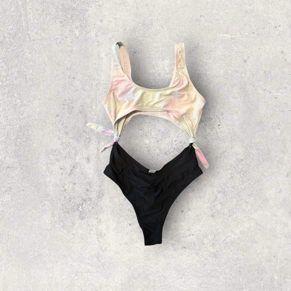 Tie Dye and Black Swimsuit
